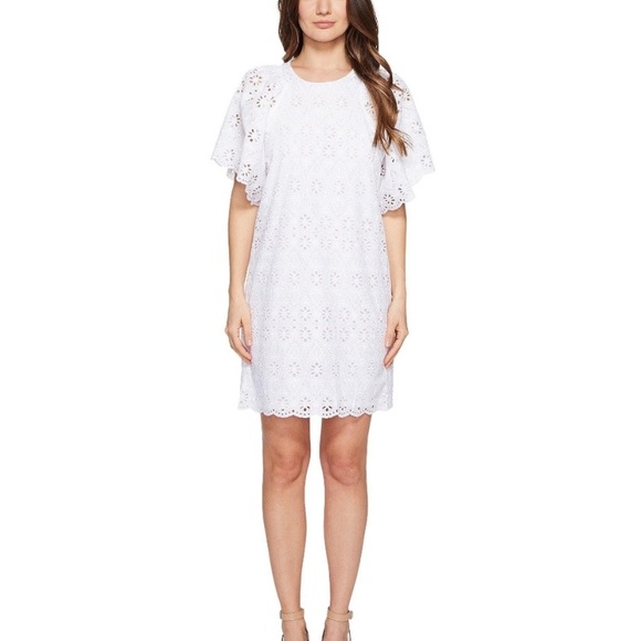 kate spade Eyelet Blouson Sleeve White Cotton Dress - Picture 1 of 10